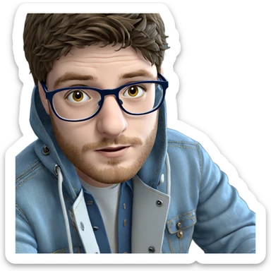 denim jacket with glasses boy sticker