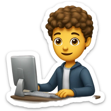 jeune homme brun devant un ordinateur  sticker