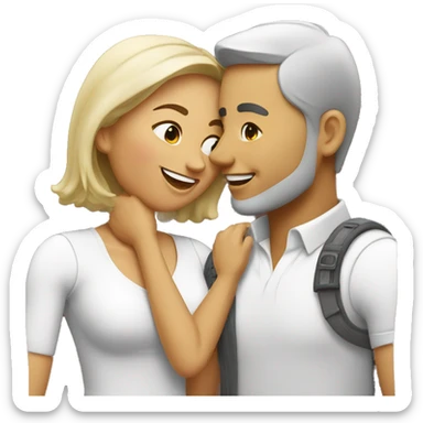 happy couple sharing a kiss sticker