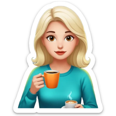 Woman with coffee , coffe shopwith  neon glow, Midnight Wander. sticker