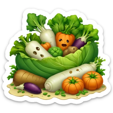 spoiled pile of half eaten vegetables  sticker