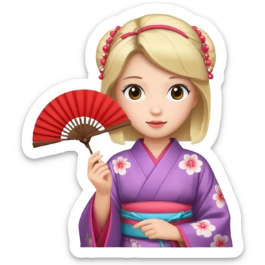 Kimono princess with fan sticker
