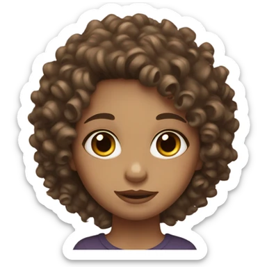 Curly hair girl with white complexion and hazel eyes sticker