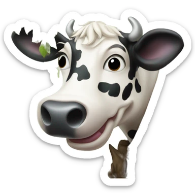 cow on a tree sticker