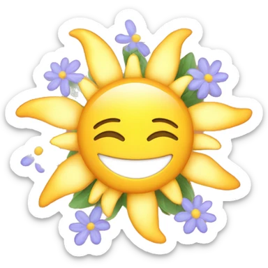 shining sun with flowers sticker