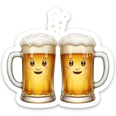 two beer mugs clinking together in a toast sticker
