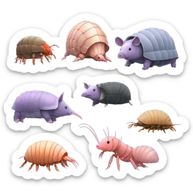 Lavender gray Pig armadillo isopod lobster shrimp fanned tail pig armadillo darth Vader face sticker