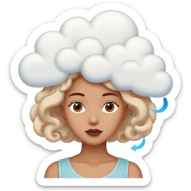 woman with a thought cloud above her head sticker