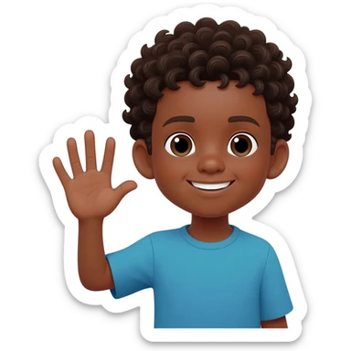 sad black boy waving curly hair sticker