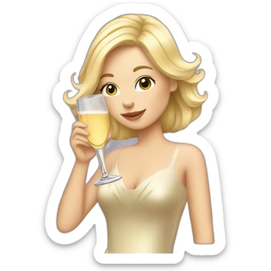 blonde drinking champagne in a dress sticker