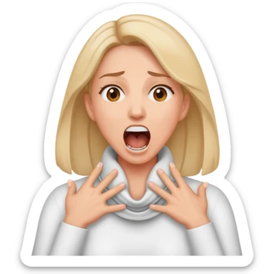 Woman with hands crossing her neck screaming sticker