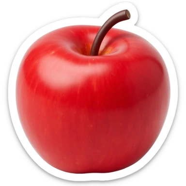 realistic glossy red apple icon with subtle shadows and highlights in skeuomorphism style sticker