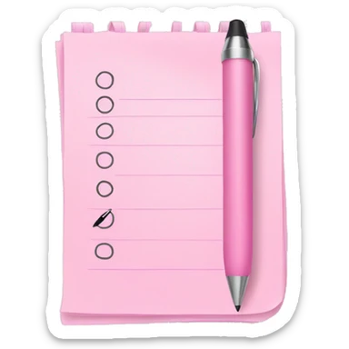 Light pink to do list with pen sticker