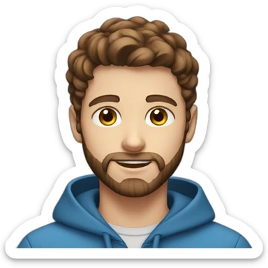 Young guy with brown hair and brown beard and blue eyes sticker