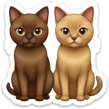 One dark brown Burmese and one beige Burmese cats sticker