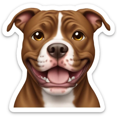 brown pitbull smiling sticker