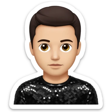 David Silveria from Korn with dark brown hair, light skin, black sequin outfit sticker