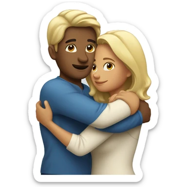 Blond man and hispanic woman hug each other sticker