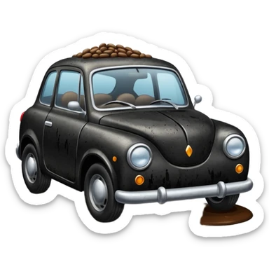 Car with beans in it and stuck in tar sticker