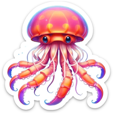 Neon glowing jellyfish-crab-squi sticker