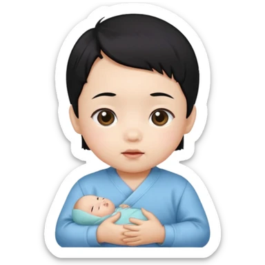 korean black hair baby infant sticker