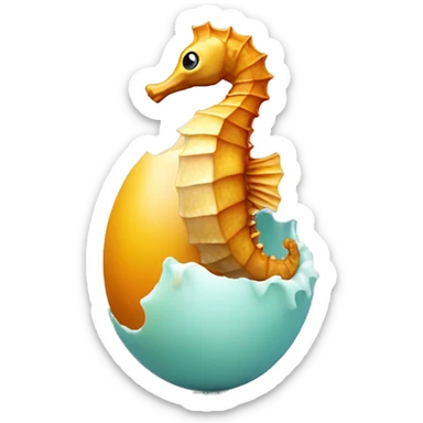 Seahorse standing on an egg sticker