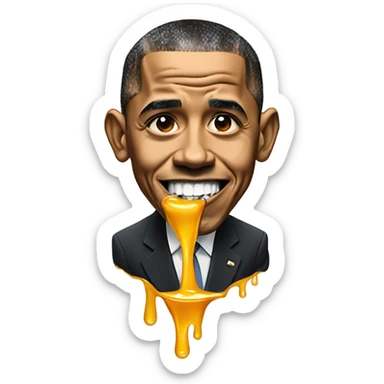 obama with honey coming out its mouth sticker