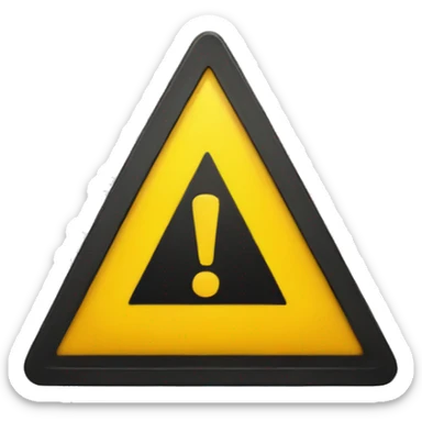 a yellow danger sign in a triangle form with an exclamation point sticker