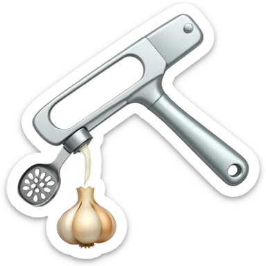garlic being pressed by a garlic press sticker