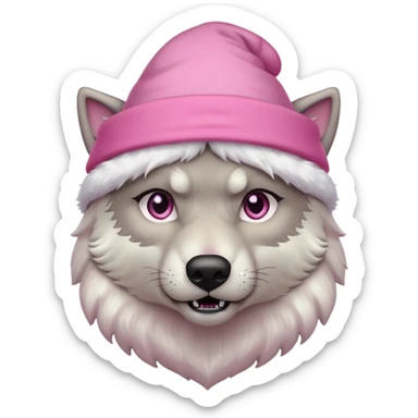 a dire wold with pink night cap sticker