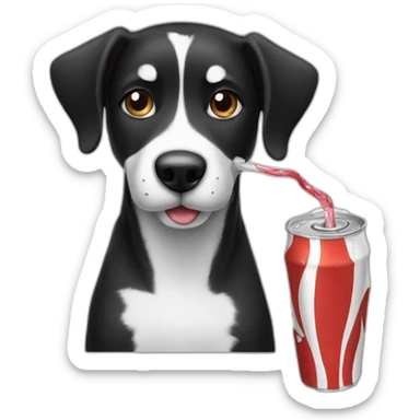 Black and white dog drinking soda sticker
