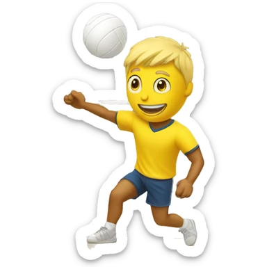 Yellow Man in shorts playing volleyball hitting a ball sticker