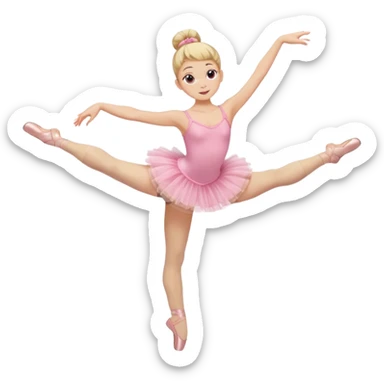 aestethic blonde girl doing ballet, with a pink tutu, bun, with a leg on the floor, and the other one in the air, with 2 legs!! sticker
