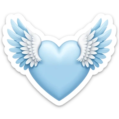 light sky blue heart with one wing sticker