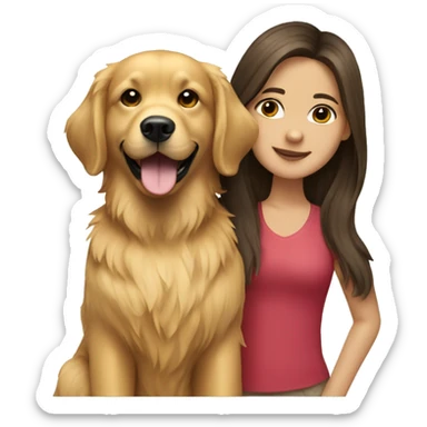 golden retriever with brunette girl  sticker