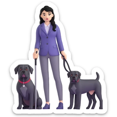 Fashionable woman with long black hair and a black Cane Corso dog sticker