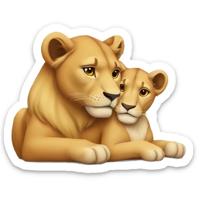 lioness and lion cuddling sticker