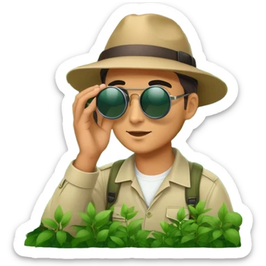 Man in bush with binoculars  sticker