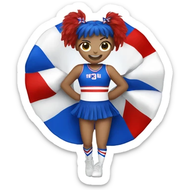 Cheerleader red, white, and blue pom pom sticker