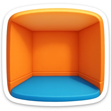 create an empty 3d cartoony room in a rounded square shape on a transparent bg sticker