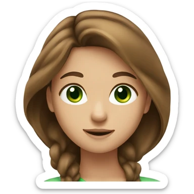 girl with long brown hair with green eyes sticker