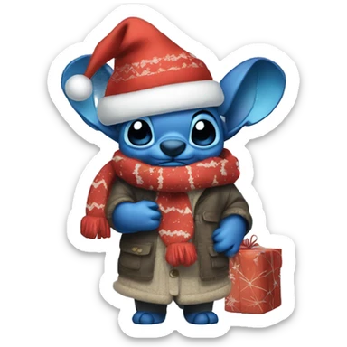 Stitch with christmas clothe sticker
