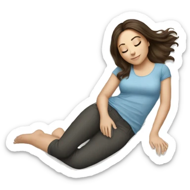 white girl brunette hair laying down on pillow  sticker