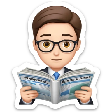 Business person reading financial news sticker