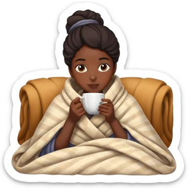 black girl wrapped in blanket drinking tea sticker