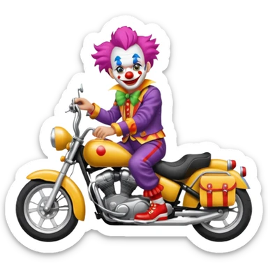 motorcycle-riding clown  sticker