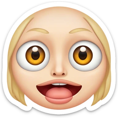 eyes on both sides with a suprised mouth in the middle sticker