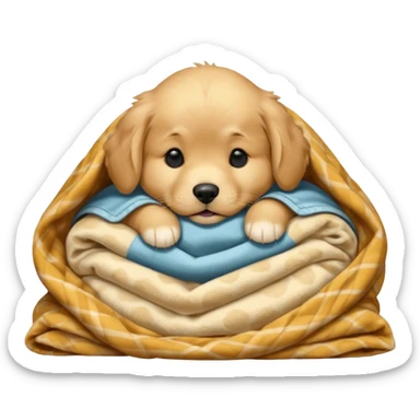 golden retriever puppy sleeping with a blanket sticker