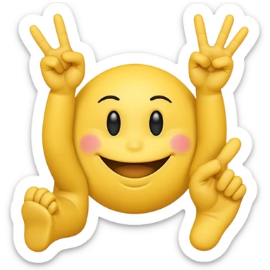 Smiley face with a attitude face and flipping his middle fingers of both hands and both feets sticker