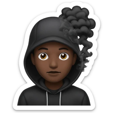 A pitch black head covered in black smoke  sticker